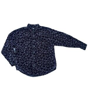 Vintage True Grit Men’s L Lustre Cotton Velvet Button Up Shirt Black  Silver USA